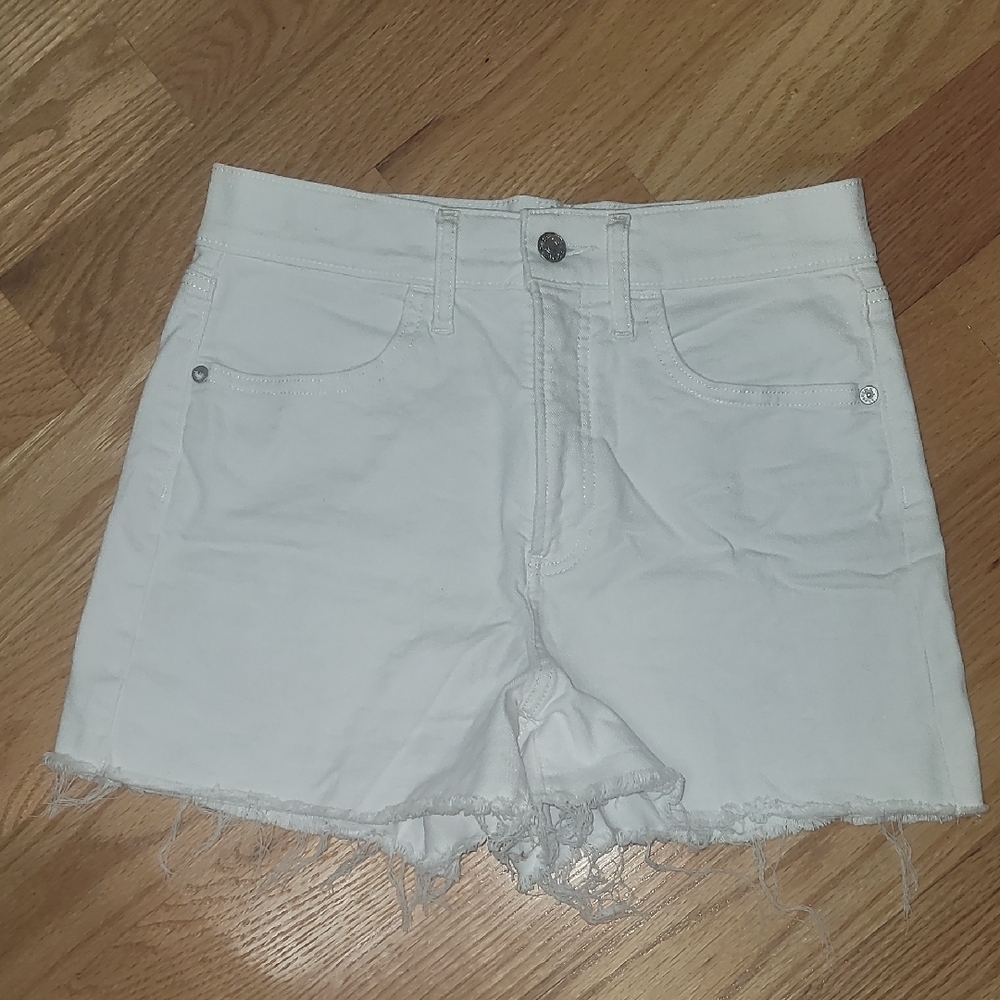 Express White Jean Shorts with Frayed Hem
